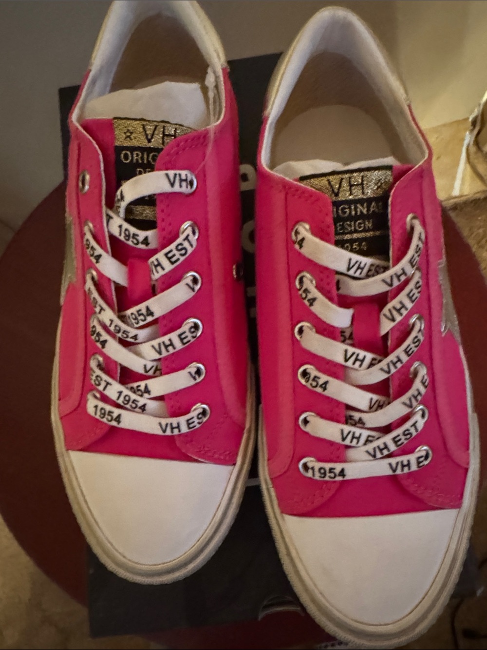 Vintage Havana Hot Pink Low-Top Sneakers with White Toe